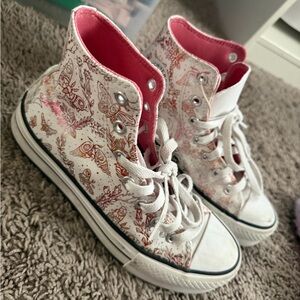 Converse Kids White and Pink Owl Print Sneakers